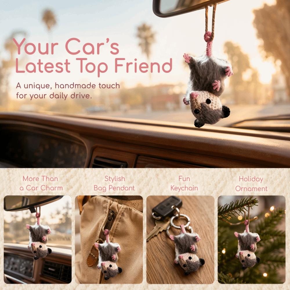 Pendant Car Hanging Ornament Crochet Screaming Possum Ornament Car Mirror Decor Rearview Mirror