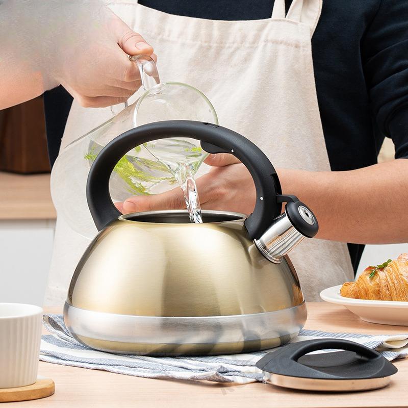 304 Нержавеющая сталь чайник для кипячения воды бакелитовая ручка полусфера бронза 3 л свисток кастрюля индукционная плита бытовые кухонные принадлежности