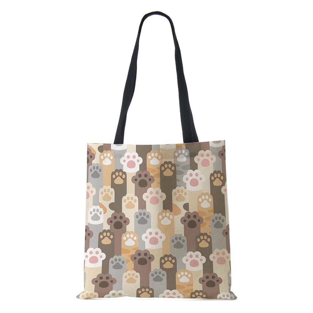 Cat Cartoon Shoulder Bag Reusable Shopper Kawaii Canvas Tote Bag Women Haajuku High Capacity Casual Folding Handbag