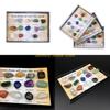 F26C 15 Pieces Set Multi Colors Rock Collection  Mixed Natural Mineral Ore Specimens with Box Jewelry Sets