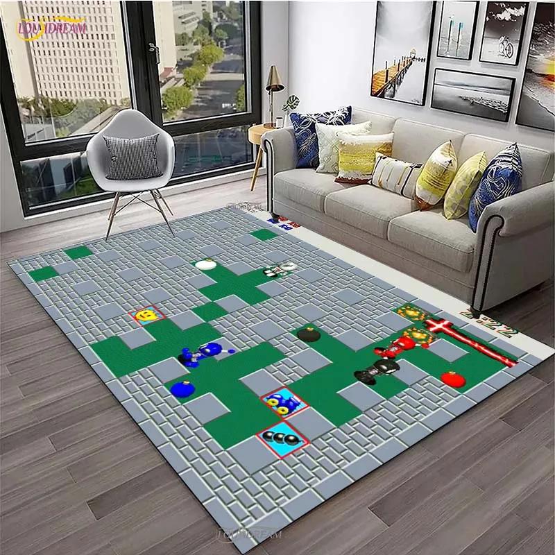 Ретро Ковер для игры Bomberman для гостиной, коврик для спальни, коврик для кухни с нескользящим покрытием, ковер, подарок на день рождения, коврик-постер