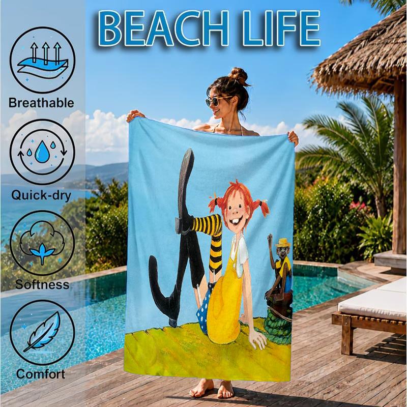 Pi-ppi And Horse Friendship Beach Towel, Microfiber Beach Towel, Perfect For Pool, Beach, Travel, Home Decor Beach Party Fan gifts