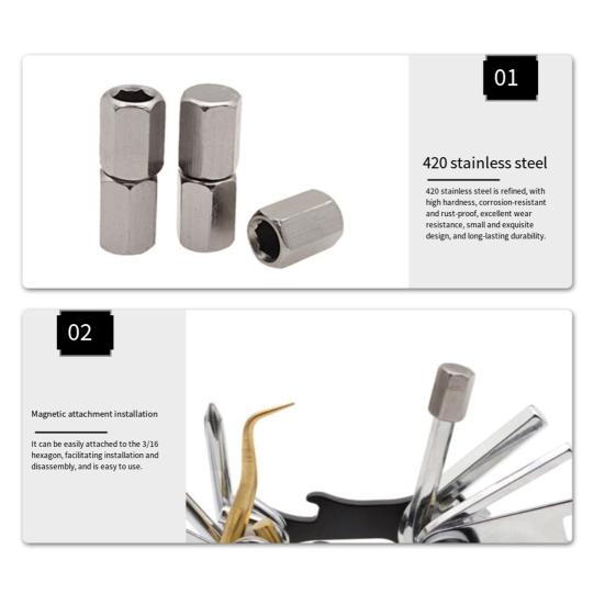 Адаптер шестигранник от 3/16 до 5/16 Адаптер для шланга высокого давления сердечника клапана для дайвинга Магнитный конвертер из нержавеющей стали для инструмента для ремонта дайвинга