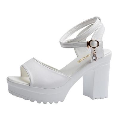 Женская обувь Платформа с открытым носком 8 см Высокий каблук Клинья Пряжка Наклонные сандалии Женская платформа Сандалии на высоком каблуке sandalias de mujer