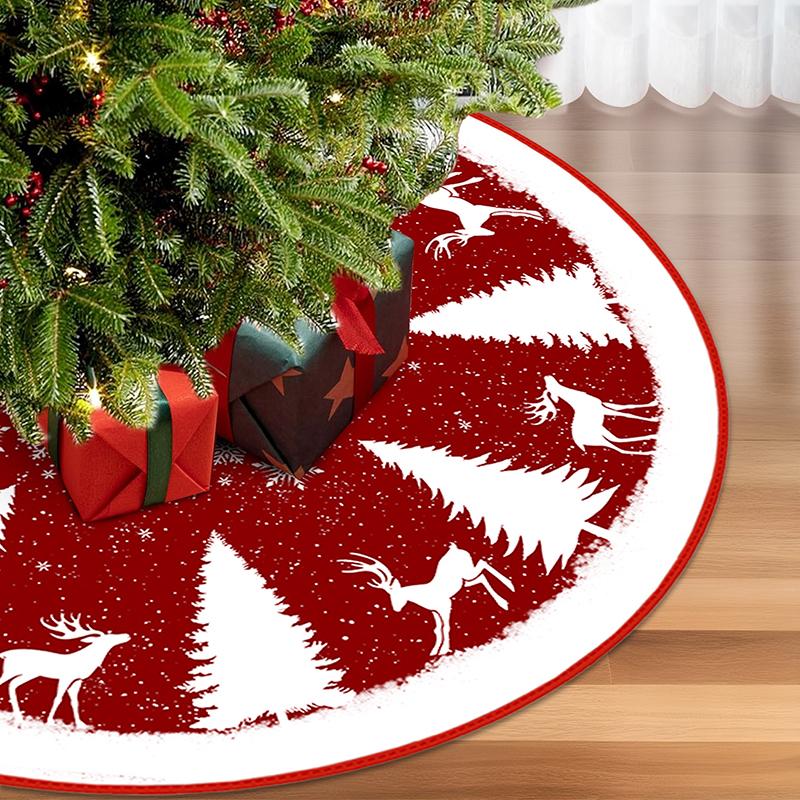 90/120cm Christmas Tree Skirt Snowman Reindeer Snowflake Tree Mat 2024 Christmas Home Decoration Winter Holiday New Year Gifts