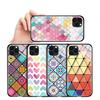 Tempered Glass Phone Case for iPhone Samsung Galaxy Infinix TPU Soft Edge Fashion Geometric Patterns Shockproof Cover