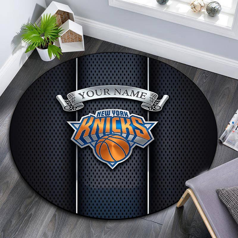 Custom Name New York Knicks2 Round Area Rug,Carpet Rug for Living Room Bedroom Sofa Playroom Decor,Non-slip Floor Mat