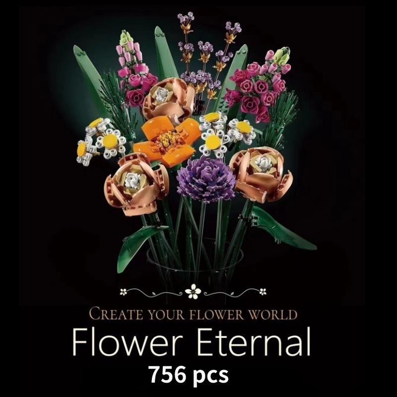 Вечный искусственный цветок домашний декор строительный блок модель кирпич Moc букет роз игрушка своими руками для женщин девочек подарок для мамы подруги