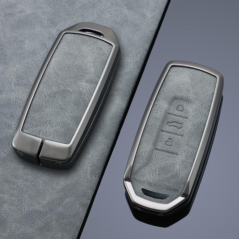 Styling Mouldings Leather Car Key Cover Case for VW Volkswagen Touareg 2018 2019 2020 2021 3 Buttons Keyless Entry Remote Protec