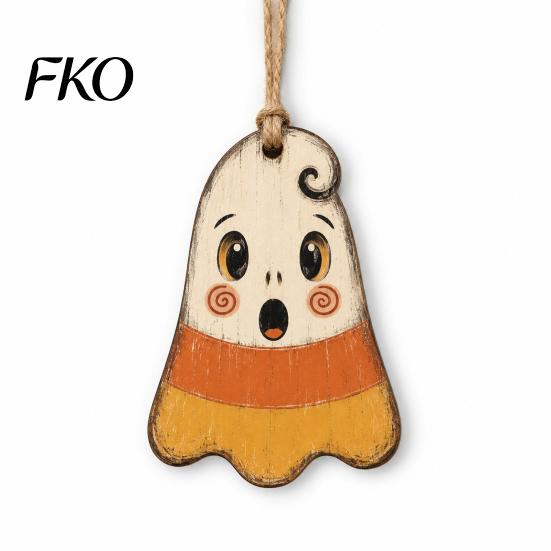 Vintage Cartoon Halloween Set Wooden Hanging Decor, Ghost Black Cat Pumpkin Owl Ornament, Rustic Mummy And Ornaments Wall Decor Gift Tags for