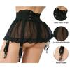 Women's Sexy Lace Garter Belt Plus Size Adjustable Mesh Skirt High Waist Erotic Panties