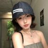 Artistic stripes forward hat women's summer fashion versatile face small reverse wearing duck tongue beret newsboy hat