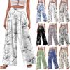 Женские модные повседневные свободные широкие брюки с цветочным принтом и завязками на бретелях с карманами