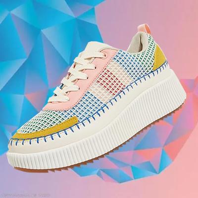 Мода Новый Дизайн Модные Цвета Женская Обувь Большой Размер 42 Платформенная Обувь с Увеличением Высоты Женская Дышащая Кружевная Повседневная Обувь Женская