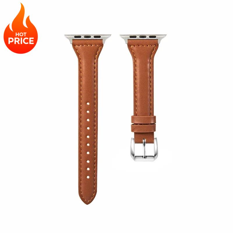 Тонкий кожаный ремешок для Apple Watch Band 44 мм 40 мм 41 мм 45 мм 44 мм Браслет для iwatch Серии 10-11 46 мм 42 мм ремешок Ultra 2-3 49 мм