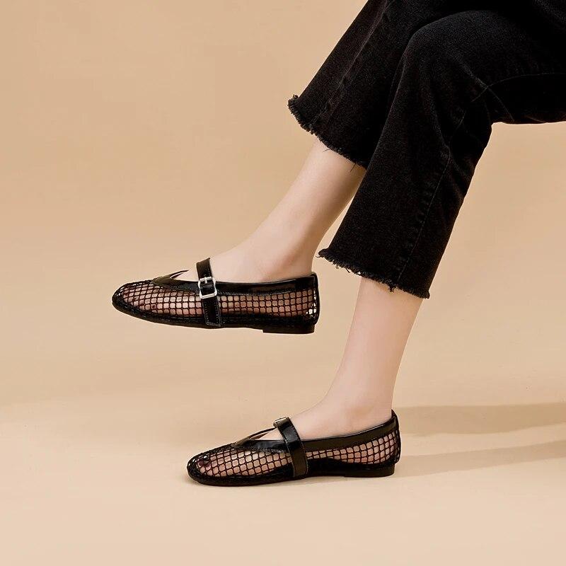 Женские сандалии в сетку, женские сандалии на плоской подошве, размер в сетку, весенне-летняя женская обувь