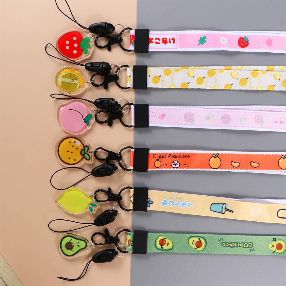Long Lanyard Neck Strap Keychain Lanyards Cell Phone Lanyard Mobile Phone Straps Fruit Lanyard