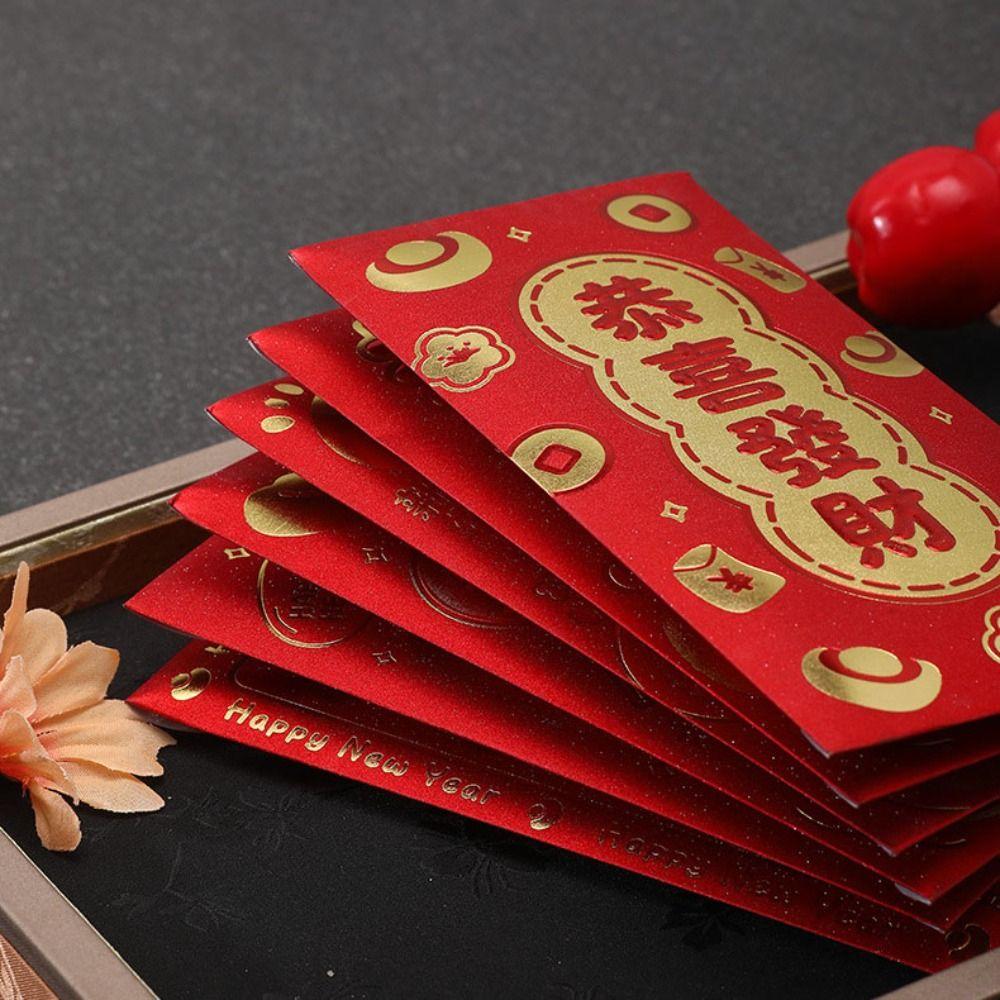 6pcs Blessings Printing Lucky Money Bag Hot Stamping HongBao  Year of The Snake