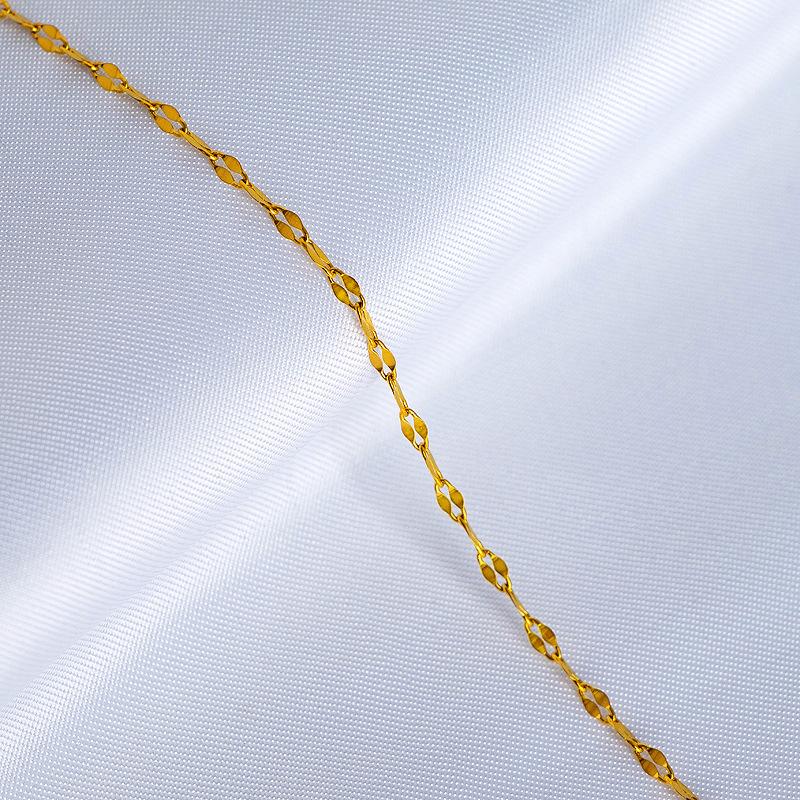 18K Gold Plain Chain Necklace Women'S O-Shaped Chain Collarbone Chain Snake Bone Color Gold Titanium Steel Thin Single Chain Rose Gold No Pendant