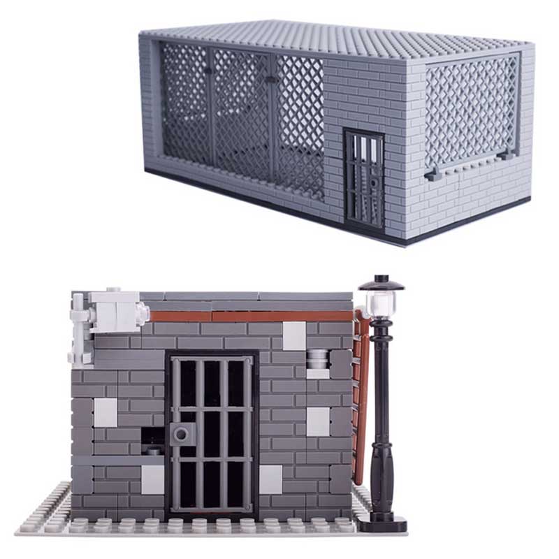 MOC Мини Город Солдаты Тюрьма Вор Фигурки Полицейский Строительные Блоки Модель Уличный Фонарь Монитор Детали Кирпичная Игрушка Для Детей