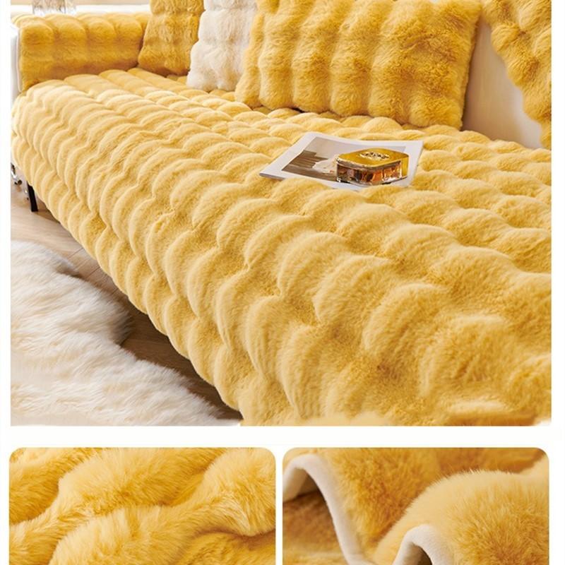 Universal Square Shape Plush Sofa Cover Thicken Rabbit Sofa Towe Winter for Living Room L Non-slip Sofa Mat Sofa Blanket Couch Cushion