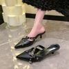 Women Summer New Fashion Metal Buckle Designer Sexy Pointed Toe Sandals Outdoor Casual Party Dress Ladies Slippers Zapatos