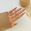 10PCS Punk Metal Ring Set Women Fashion Butterfly Hollow Wide Ring Adjustable Jewelry Gift
