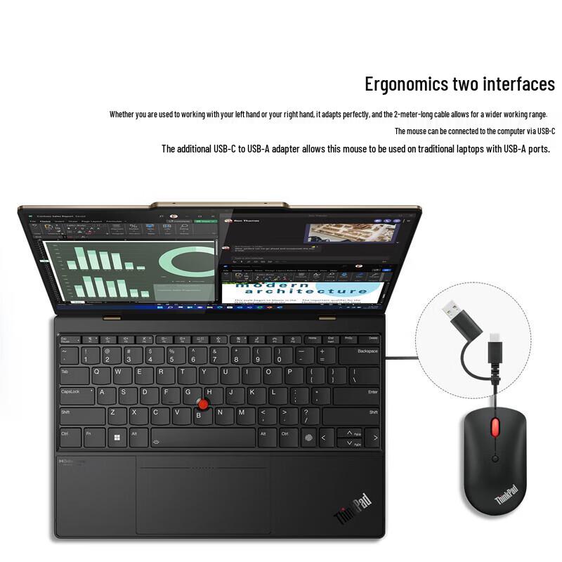 Lenovo Проводная USB-мышь ThinkPad с двойным интерфейсом для офиса