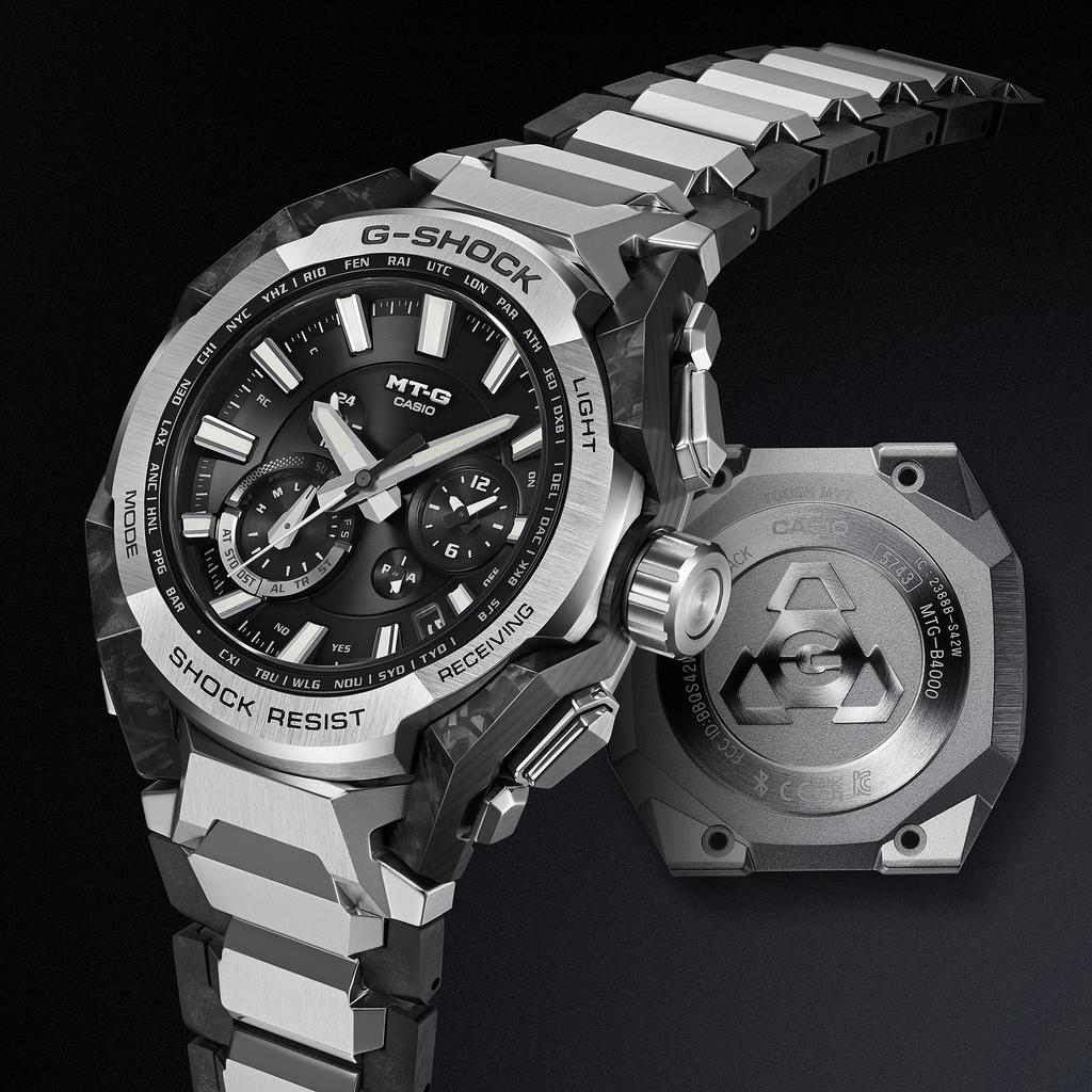 Casio Мужские кварцевые часы G-SHOCK из нержавеющей стали, водонепроницаемость 200 м, модель MTG-B4000D-1A