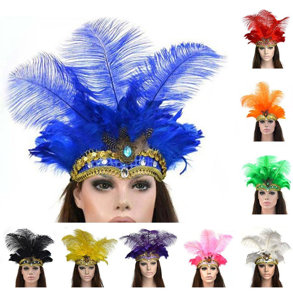 Kids Peacock Indian Hair Accessories Feather Headdress Halloween Carnival Hair Band