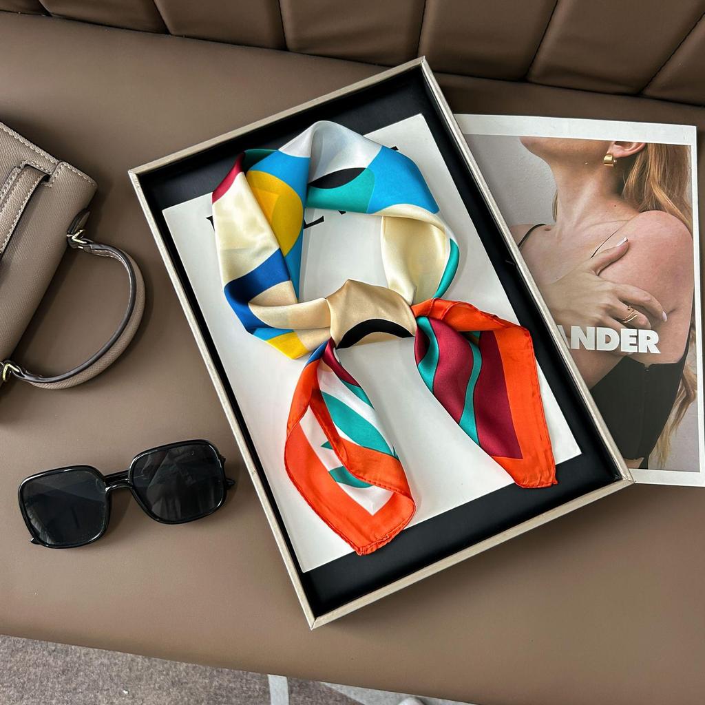 Шелковый шарф премиум-класса с принтом в корейском стиле - Универсальный модный аксессуар