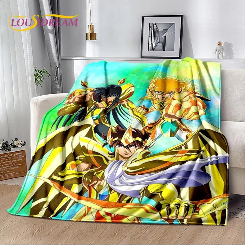 Мягкое фланелевое одеяло из мультфильма Saint Seiya 3D Retro для кроватей, диванов, пикников, пледов для отдыха на свежем воздухе, подарков