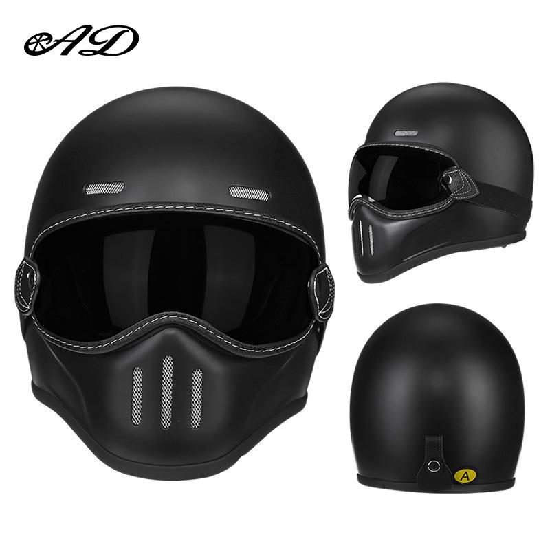 AD Ретро Мотошлем из Углеродного Волокна и Стекловолокна для Круизера, Скутера и Мопеда