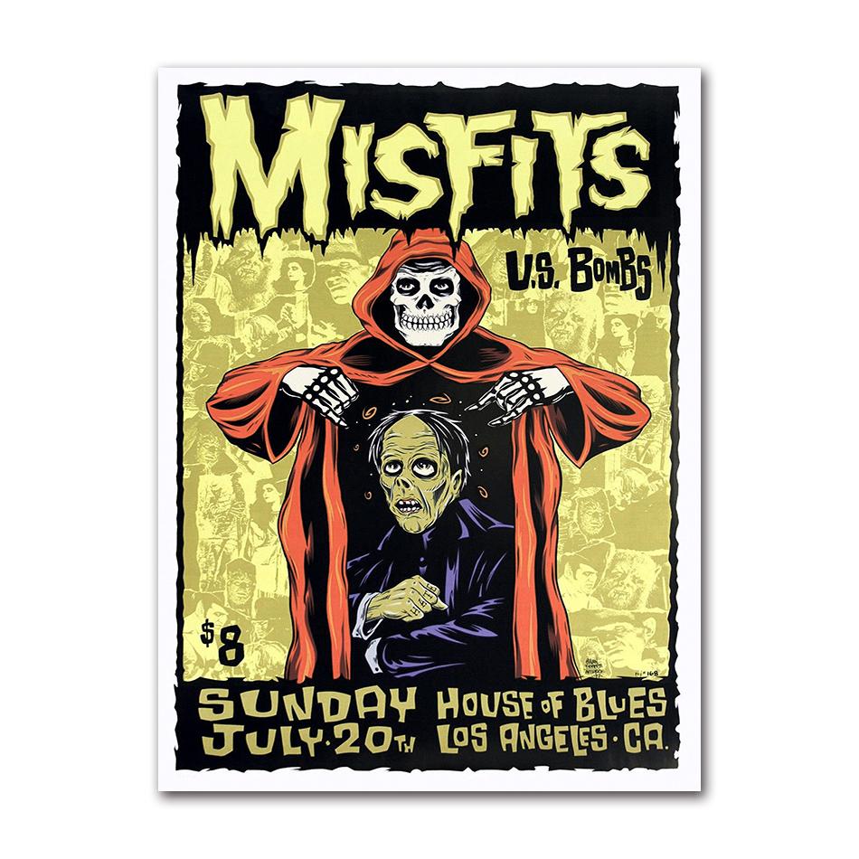 Винтажный хардкор хоррор панк The Misfits Живое фото Музыкальный концерт Арт постер Холст Живопись Настенные принты Картина Комната Декор для дома