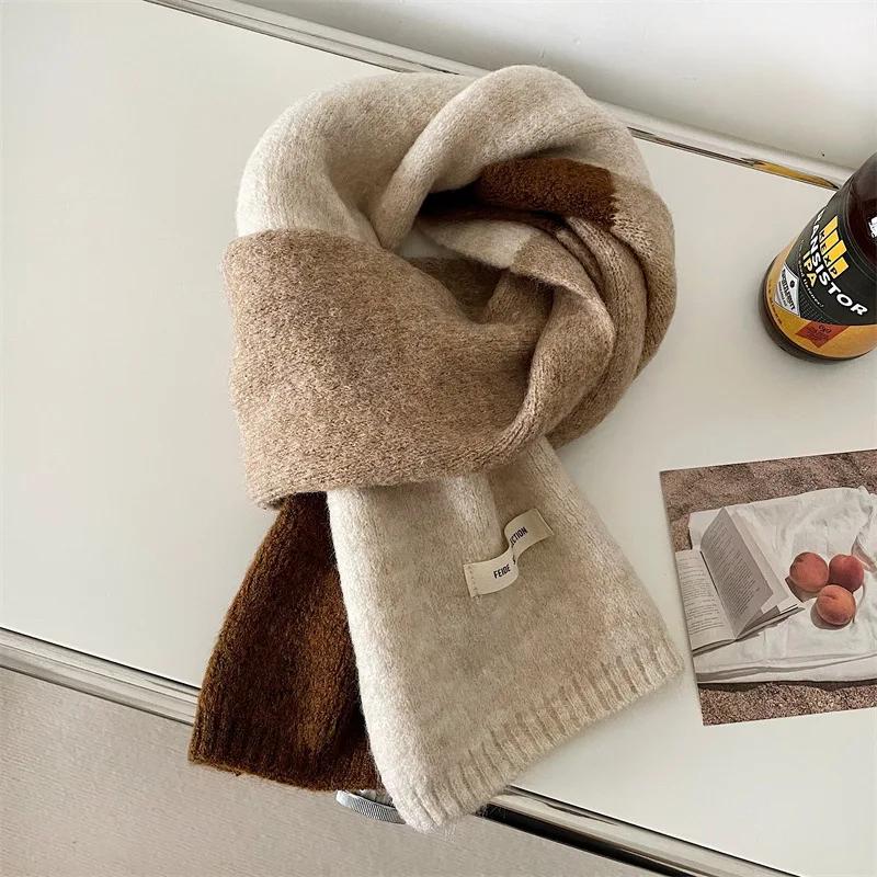 Индивидуальный корейский теплый зимний вязаный женский шарф модный толстый шерстяной шарф из пряжи шарф женская шаль шейный платок