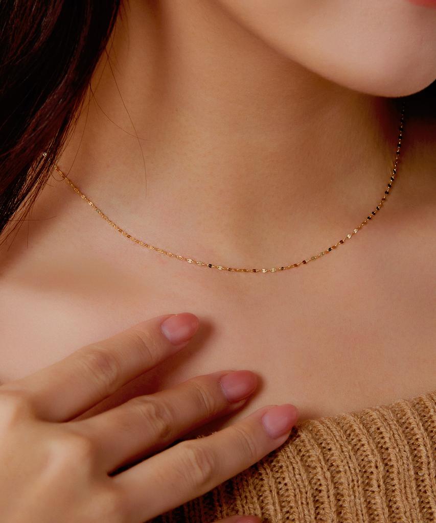 Helene Jewelry 14K 18K Маленькое миндальное плетение Цепочка Ожерелье
