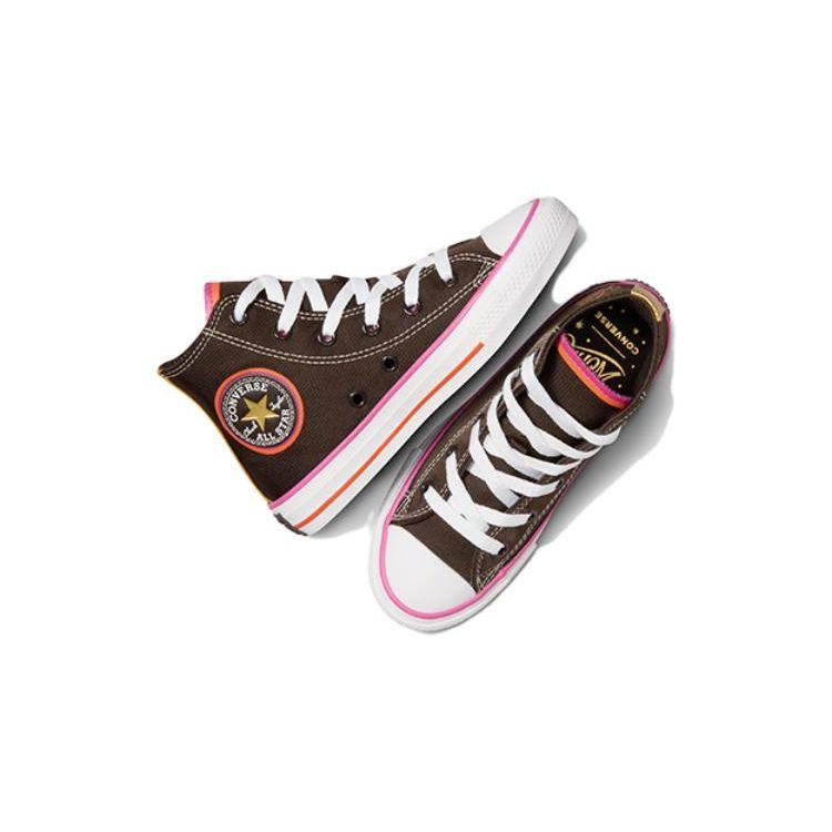 Кеды Converse Chuck Taylor All Star High PS Willy Wonka x Converse с принтом «Шоколадный капельный» Детские Коричневый Вельвет-Коричневый Мульти A08155C