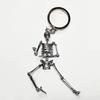 2024 New Foldable Mens and Womens Personalized Creative Skull Pendant Key Chain Antique Silver Metal