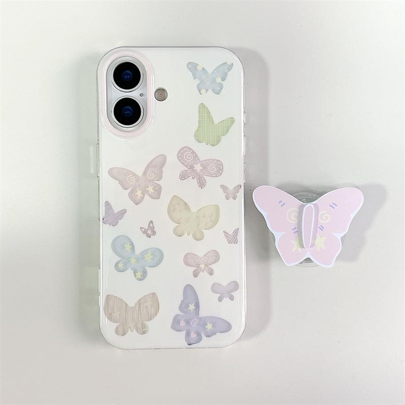 Красочный чехол-подставка с бабочками для iPhone 17/16 Pro Max/15/14 - Летняя версия