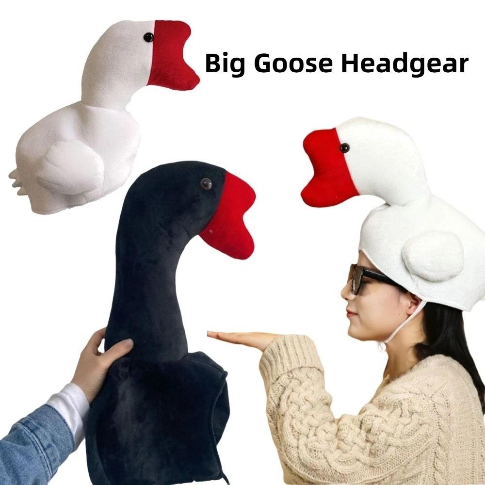 Creative Halloween Party Hat Plush Cartoon Goose Hat Novelty Big Goose Headgear Cosplay Costume