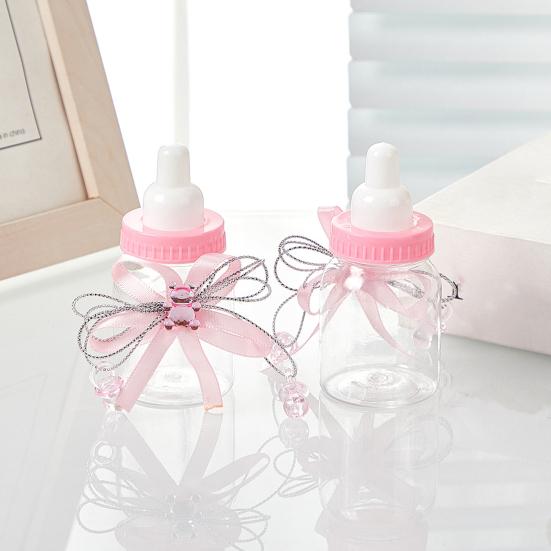 1/6/12 шт. Мини-конфетница в виде бутылочки молока с мишкой из страз и бантом из ленты, для сладостей и угощений, банка для хранения, сувениры для вечеринки в честь рождения ребенка