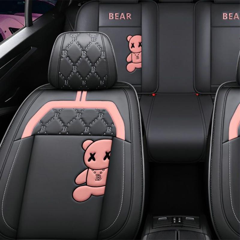 WTEMPO Брендовый чехол на автомобильное сиденье, универсальный полный автомобильный пятиместный четырехсезонный универсальный дышащий кожаный чехол для подушки с мультяшным рисунком