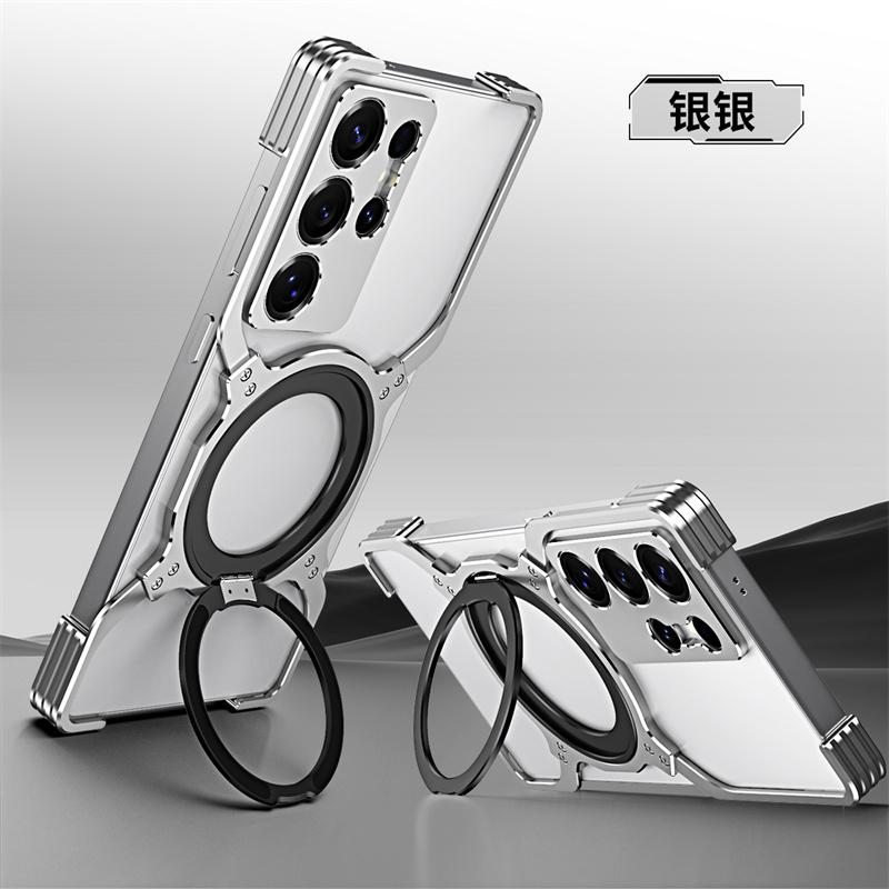 Titanium Metal Phone Case For For Samsung Galaxy S23 S24 S25 Ultra Plus Aluminum Alloy Bumper 360° Magnetic Lens Protect Frame Cover
