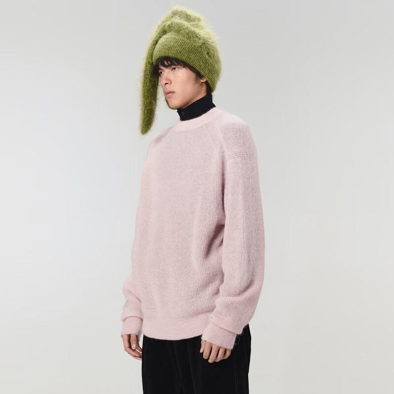 CROQUIS Men's Mohair Blend Round Neck Pullover Sweater