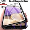 Цельнометаллический чехол с магнитным стеклом на 360° для iPhone 15, 14, 13, 12, 11 Pro Max XR XS MAX 7 8 Plus SE2 Samsung S24 S23 S22 S21 S20 Ultra Plus A13 A53 A14 A54