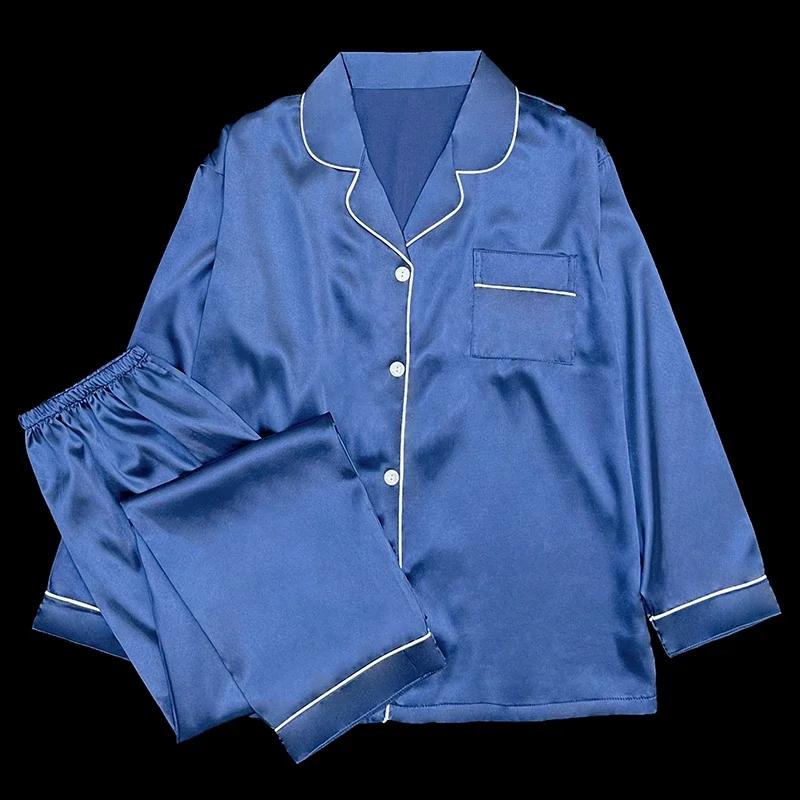 Solid Classic Elegant Fashion European and American Style Women's Homewear Spring Autumn Lounges Female Pajamas