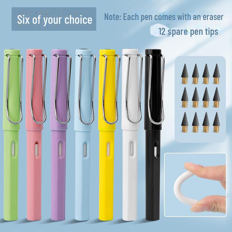 Нетоксичный, не требующий заточки, бесконечный по стиранию, стираемый и долговечный ученический карандаш.