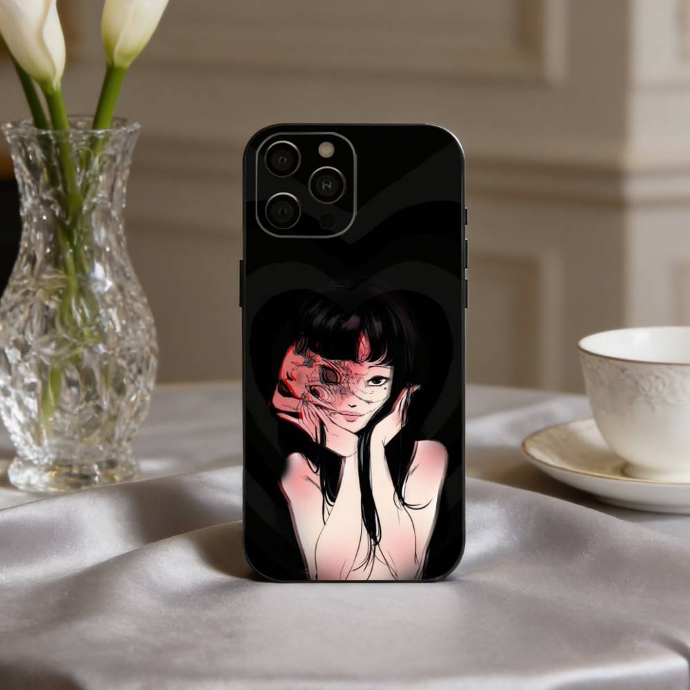 Чехол для телефона H-Horror T-Tomie-E для iPhone 17pro,16,15,14,13,12,11 Plus,Pro Max,XS,Мягкий силиконовый черный чехол