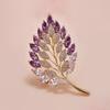 Amethyst Leaf Brooch for Women, Exquisite and Luxurious Suit Corsage, Niche High-end Design Sense Brooch