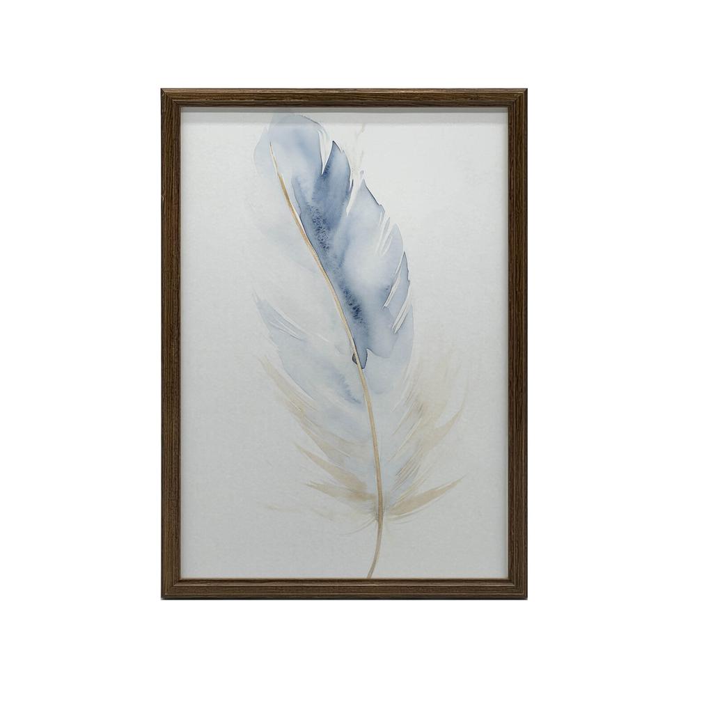 Niebiesko-Złote Pióro Niebiesko-Złote Pióro, 70X100 Cm, Bez Ramy, Płótno Premium Na Blejtramie